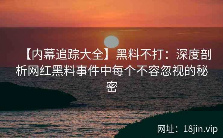 【内幕追踪大全】黑料不打：深度剖析网红黑料事件中每个不容忽视的秘密  第2张